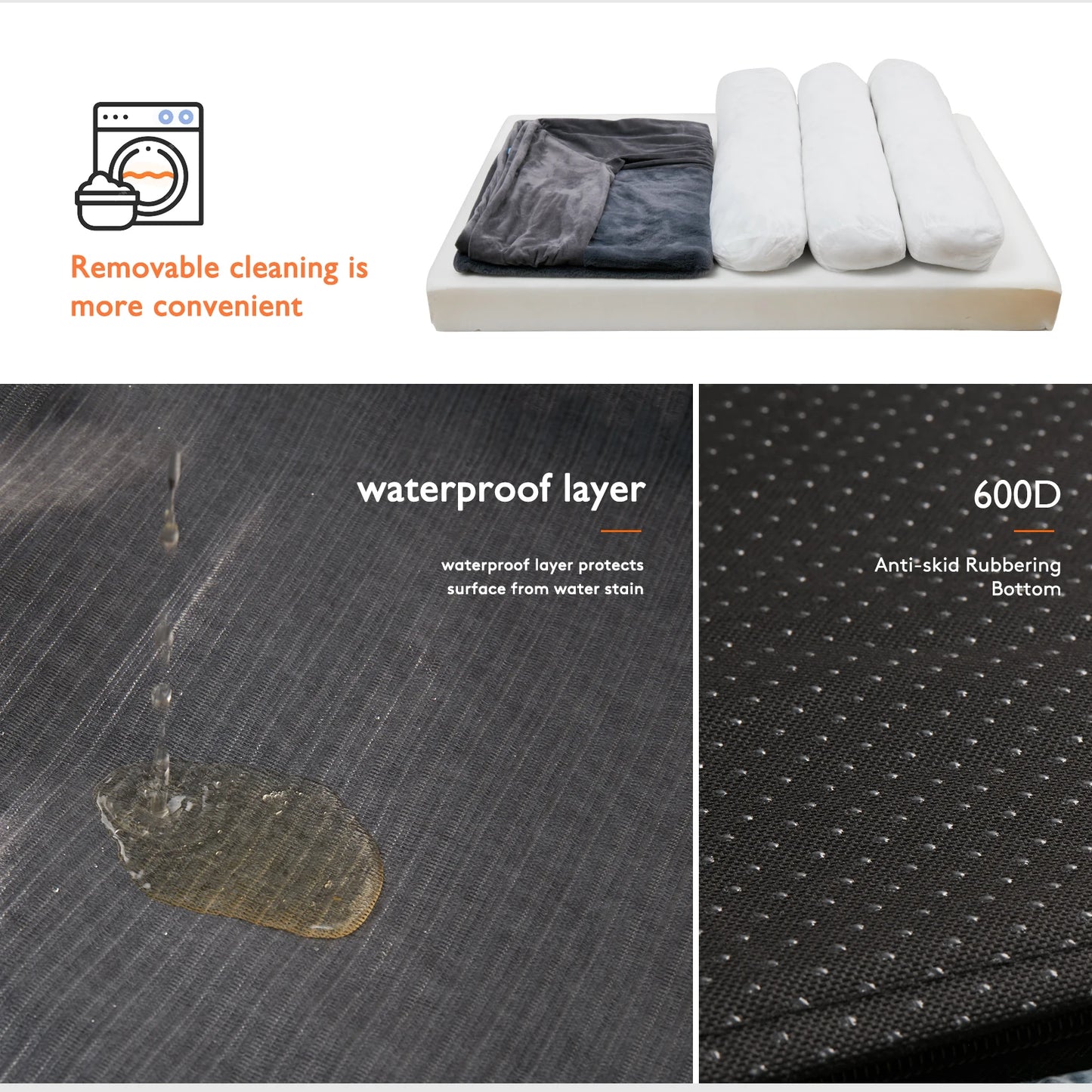 U Shape Foam Dog Bed with Washable Cover